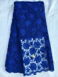Лидер продаж Королевский синий цвет для вечеринки в африканском стиле кордовое кружево с Цветочная вышивка водорастворимые гипюра