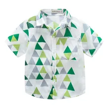 Детская рубашка; рубашки для маленьких мальчиков; детская футболка с геометрическим принтом; сезон весна-лето; одежда для джентльменов с короткими и длинными рукавами; пляжная рубашка