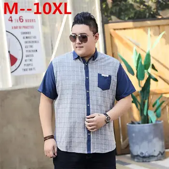 

10XL 8XL 6XL 5XL 4X Shirts Fashion Brand Mens Cotton Shirt short Sleeve Camisa Masculina Men's Clothing Casual Thin Dress Shirts