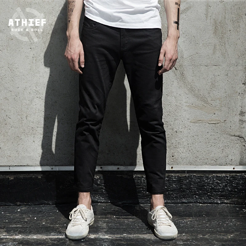 ATHIEF Street Style Men Ankle Length Pants Rock n Roll