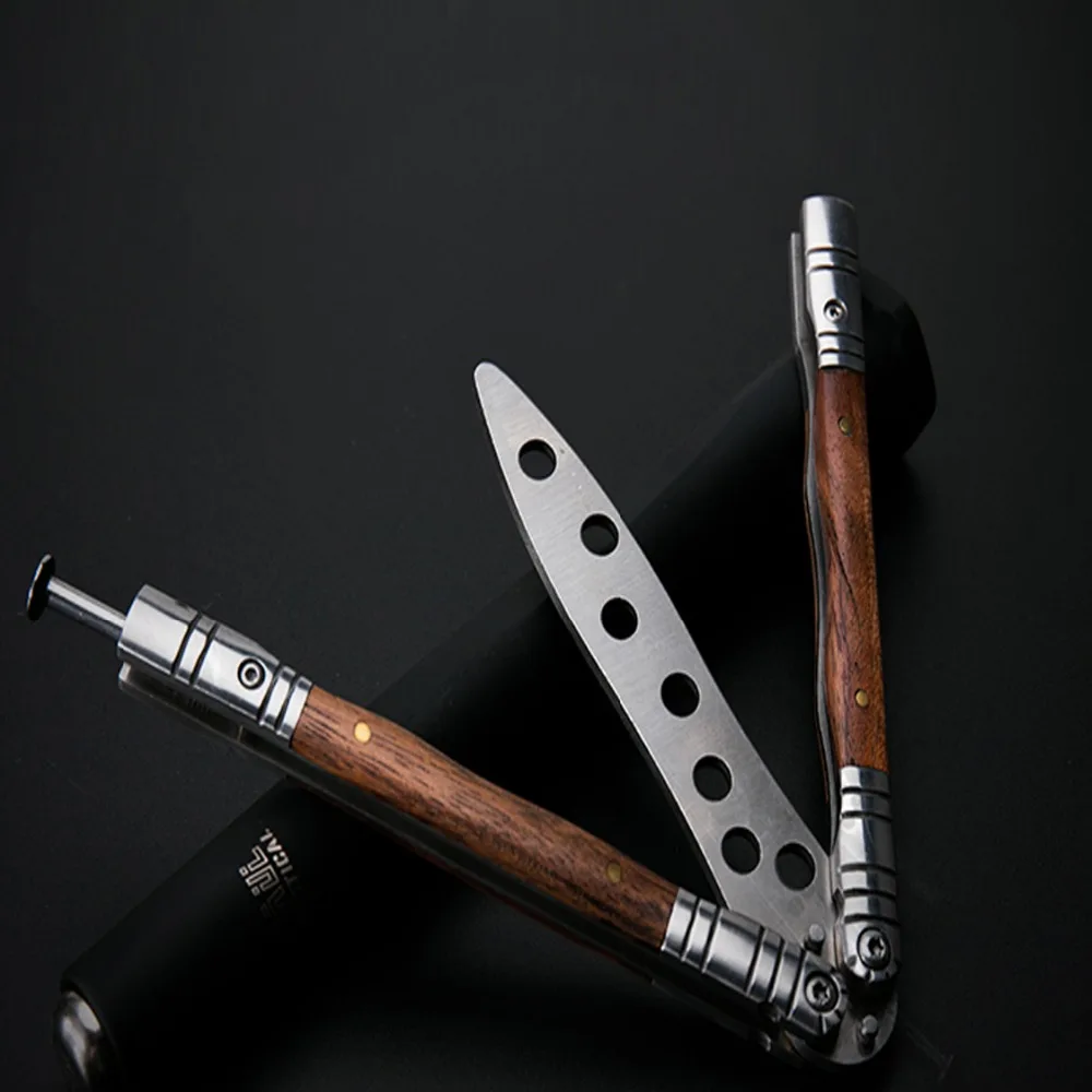 ZQXYSJ бабочка тренажер инструменты тактическая практика нож Balisong деревянная ручка