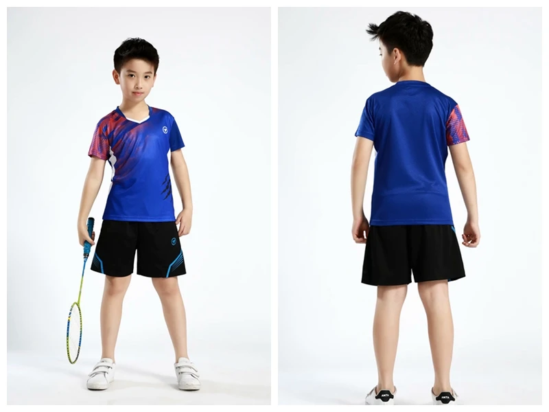 Новинка года, детские футболки для настольного тенниса, для игры в пинг-понг спортивный быстрый сухой дышащий Детский комплект, рубашка для бадминтона+ шорты