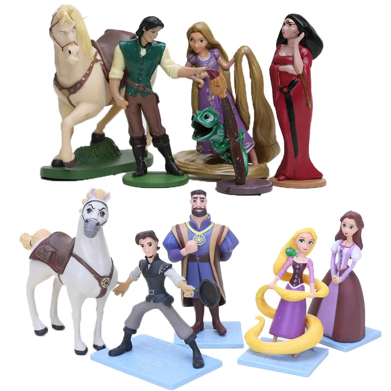 

5pcs/lot Cartoon Tangled Rapunzel Princess Figures Dolls Flynn Rider Pascal Maximus Magic Girl Action Figure Doll Toys Gifts