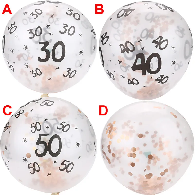 5Pcs 30 40 50th Happy Birthday Rose gold confetti filled Latex balloons Wedding Decorations Party Supplies Balloons S27 (7)