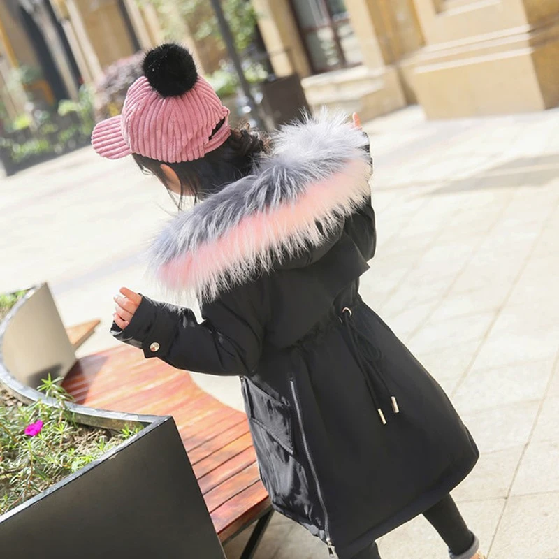 

HYLKIDHUOSE 2018 Winter Girls Down Coats Female Children Outerwear Warm Windproof Thickening Kid Parkas good Quality Long Jacket
