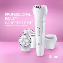 Kemei2199 5 In 1 Lady Shaver Callus Remover Facial Razor Wool Device Washable Women Epilator Shaving 110-240V kemei1901 2015 new 100 240v women shave wool device knife electric shaver wool epilator shaving lady s shaver female care