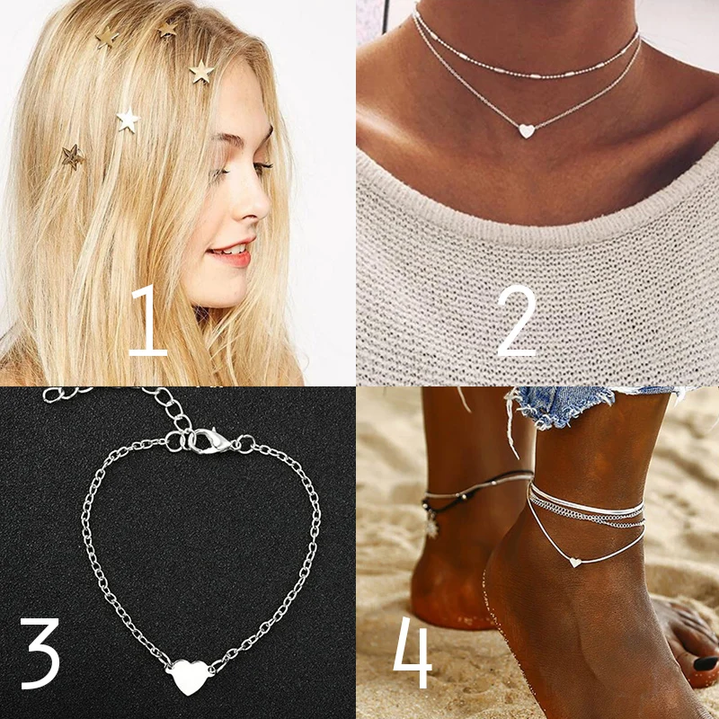 

2019 Charms Heart Jewelry Sets trinket Woman's Jewelry 2019 Golden Silver color Necklace set wedding accessories gift