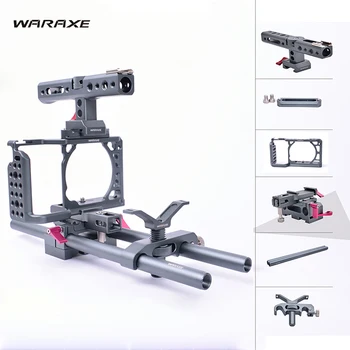 

WARAXE A6 professional DSLR Camera Cage Kit For NATO Rail Handle Grip for Sony A6000 A6300 A6500 shooting