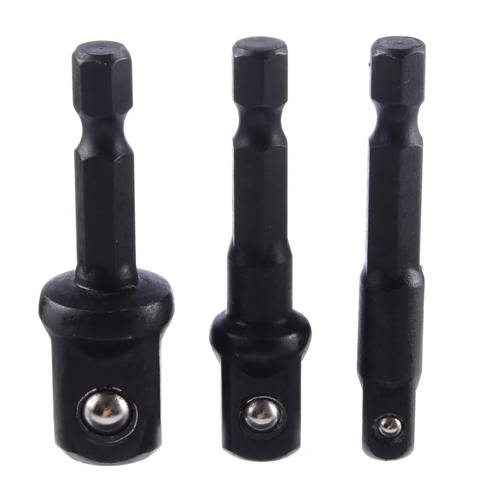 

3Pcs Hex Socket Adapter 1/4" 3/8" 1/2" Hex Shank Extension Drill Bit Hex Socket Driver for Power Tools