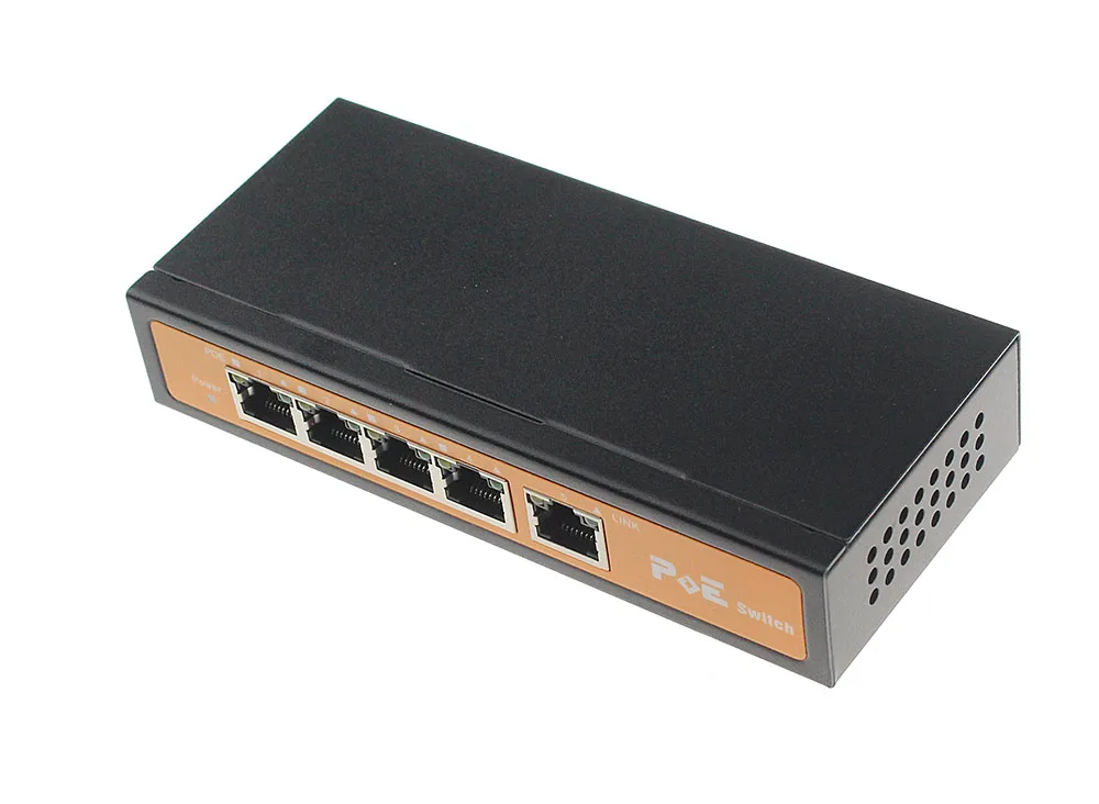 Профессиональный 1 + 4 порта 100 Мбит/с мини PoE коммутатор Power over Ethernet IEEE802.3af 96 Вт 48 В