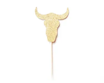 

glitter Boho tribal Bull heads party Cupcake Appetizer toppers bridal shower Wedding engagement Bachelorette food picks