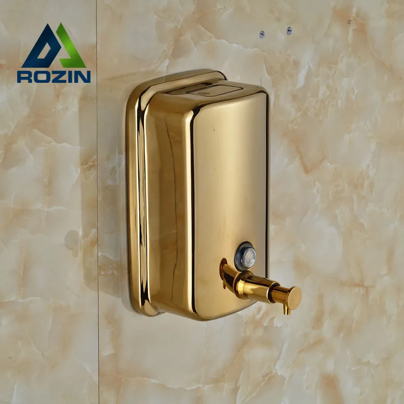 

Free Shipping Bathroom Kitchen 800ml Soap Dispenser Hand Sanitizer Shampoo Box Wall Mounted Golden Soap Holder