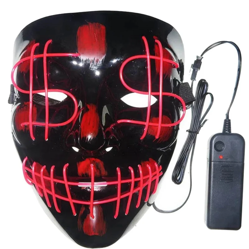 Хэллоуин ужасная Маска Косплей Костюм светящаяся маска светодиодный провод вверх маски для хеллоуина фестиваль вечерние реквизит