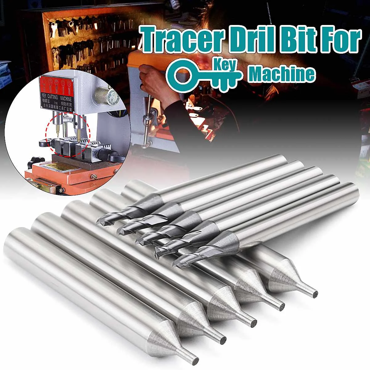 

10Pcs 2MM Twist Drill 1MM HSS-AL Tracer For Miracle A5/A7/A9 SEC-E9 Key Cutter