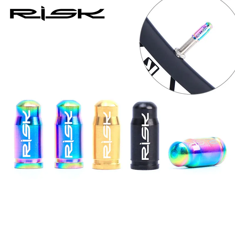 

RISK 2PCS Titanium Bicycle Valve MTB Road Bike Schrader Presta Valve Cap Ultralight Bullet French Cycling Tires Wheel Dust Cover