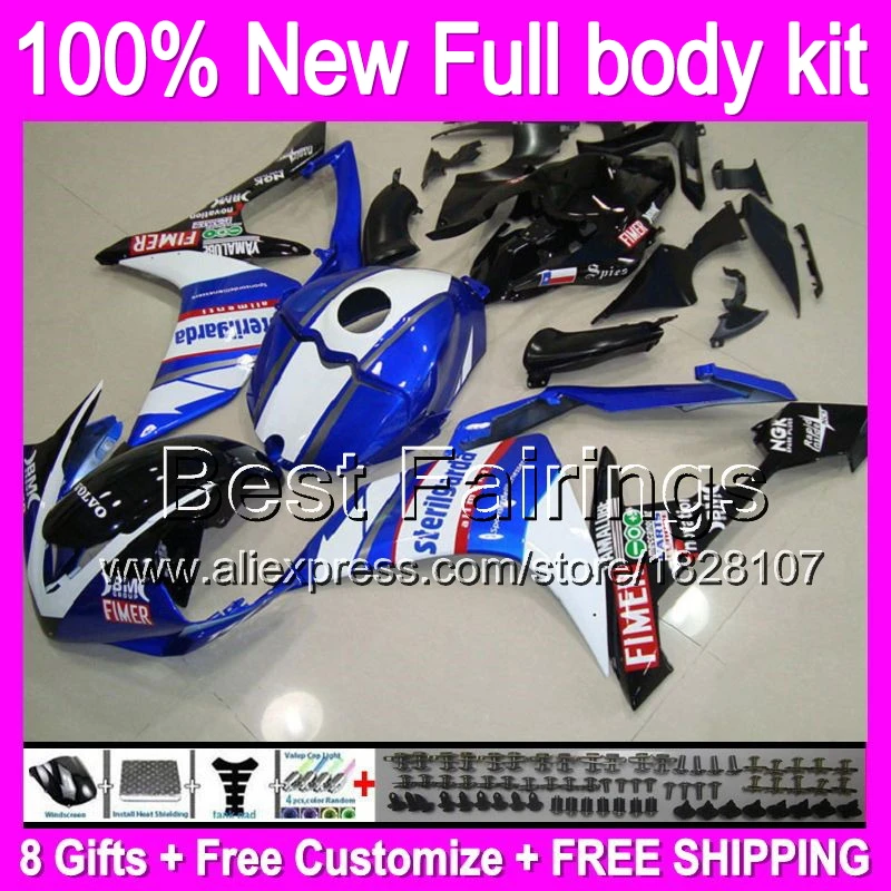 

Fairing Body For YAMAHA YZF-R1 07-08 Blue FIMER YZF1000 07 08 YZF R1 12B77 YZF 1000 07 08 Blue white YZFR1 2007 2008 +decal