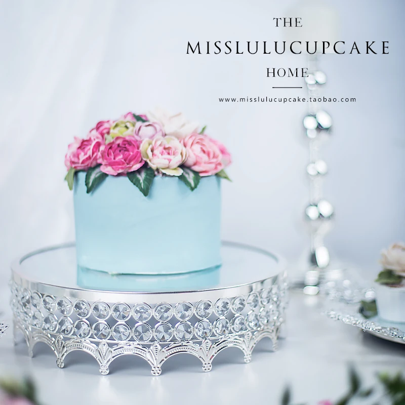 

Metal mirror fruit tray cake stand handle cupcake dessert table decoration cosmetics jewelry box storage