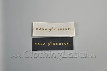 

Custom woven label polyester material customized flag label label for clothing clothing accessories gold white black low MOQ
