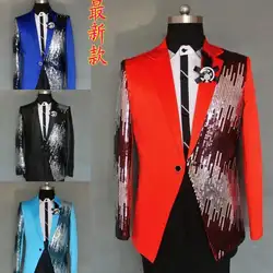 Красная одежда мужские костюмы конструкции masculino homme terno Сценические костюмы для певцов куртка мужчины блестки Блейзер Танцы star стильное