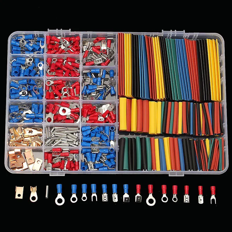 

350pcs Wire Crimp Terminals Connectors And 328pcs Assorted Heat Shrink Tube Sleeving Kit CLH@8