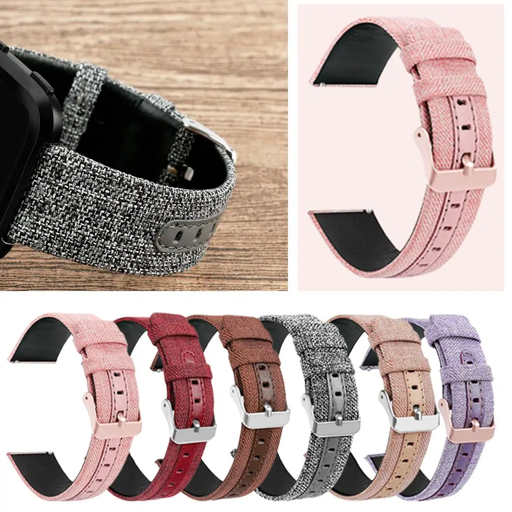 

SHZONS Canvas Casual Nylon Watch Band Strap With Buckle Connector For Fitbit Versa Sport Smartband