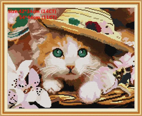 Кошка Наборы для вышивания крестиком наборы для вышивания наборы для рукоделия животные пластик холст вышивка крестом пакет стежка вышивка крестом Woif вышивка Hafty - Цвет: Oil painting cat