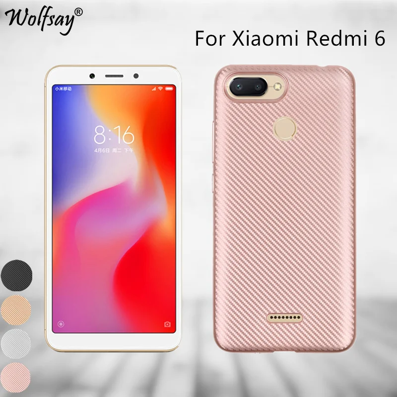 Best Soft Rubber Silicone Phone Case Xiaomi Redmi 6 Case Bag Carbon Fiber Design Texture Case For Xiaomi Redmi 6 Cover Redmi 6 Redmi6
