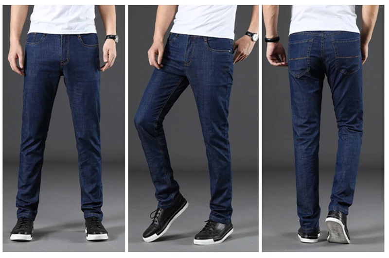 Для мужчин джинсы Pantacourt Homme брюки классические Для мужчин s Черный Vaqueros Hombre синий известный бренд хип-хоп моды большой Размеры тонкий fit