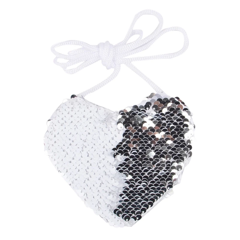 1 шт., Детская сумка с блестками в форме сердца на молнии, сумка через плечо, модная детская сумка-мессенджер