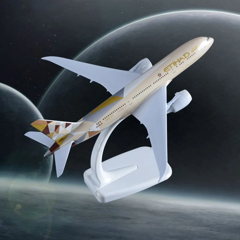 Модель самолета Etihad B787 20 см ремесла из сплава самолёт Боинг 787 авиационный