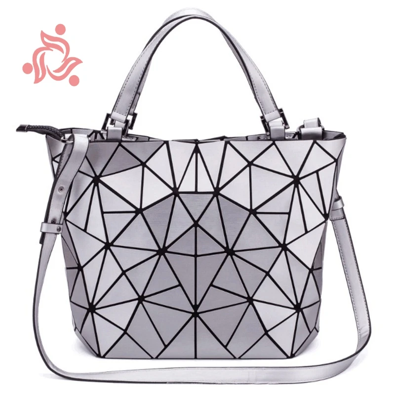 

Luxury Handbags Women Designer Geometric Diamond Tote Quilted Shoulder Bags Laser Plain Folding Handbags Ladies Hologram Bag