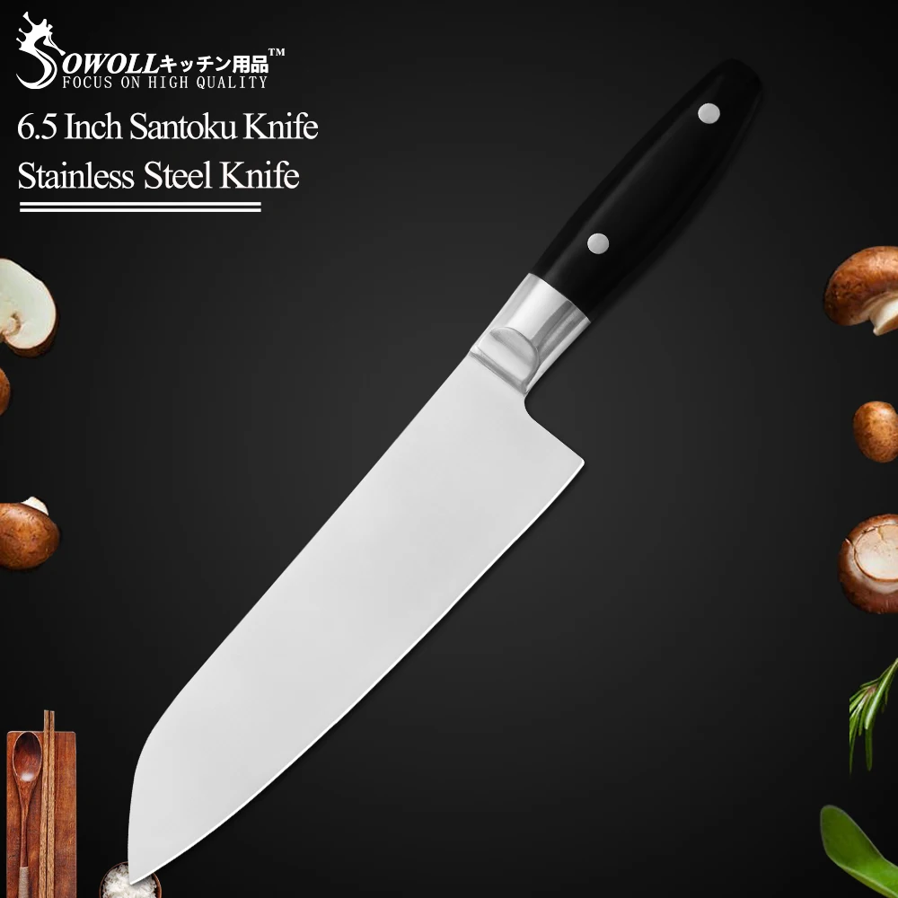 

Sowoll Stainless Steel kitchen Knife 6.5 Inch Santoku Knife High Quality Knife for Meat Fruit Vegetable Fish Kitchen Accessory