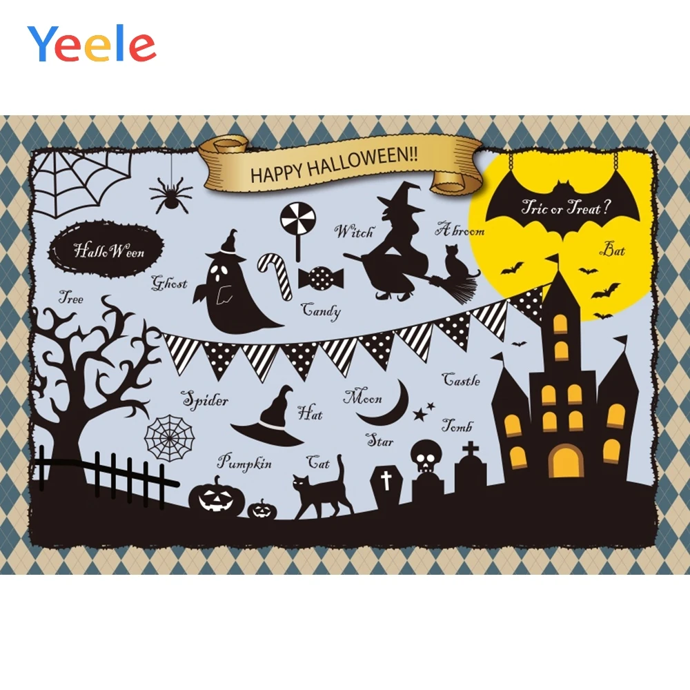 

Yeele Halloween Trick Spider Web Horrible Pennant Photography Backgrounds Customized Photographic Backdrops for Photo Studio