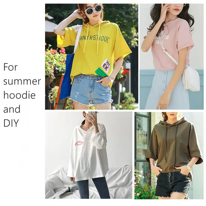 100% хлопковый трикотаж для лета кофты с капюшоном футболка и толстовка Diy Топы
