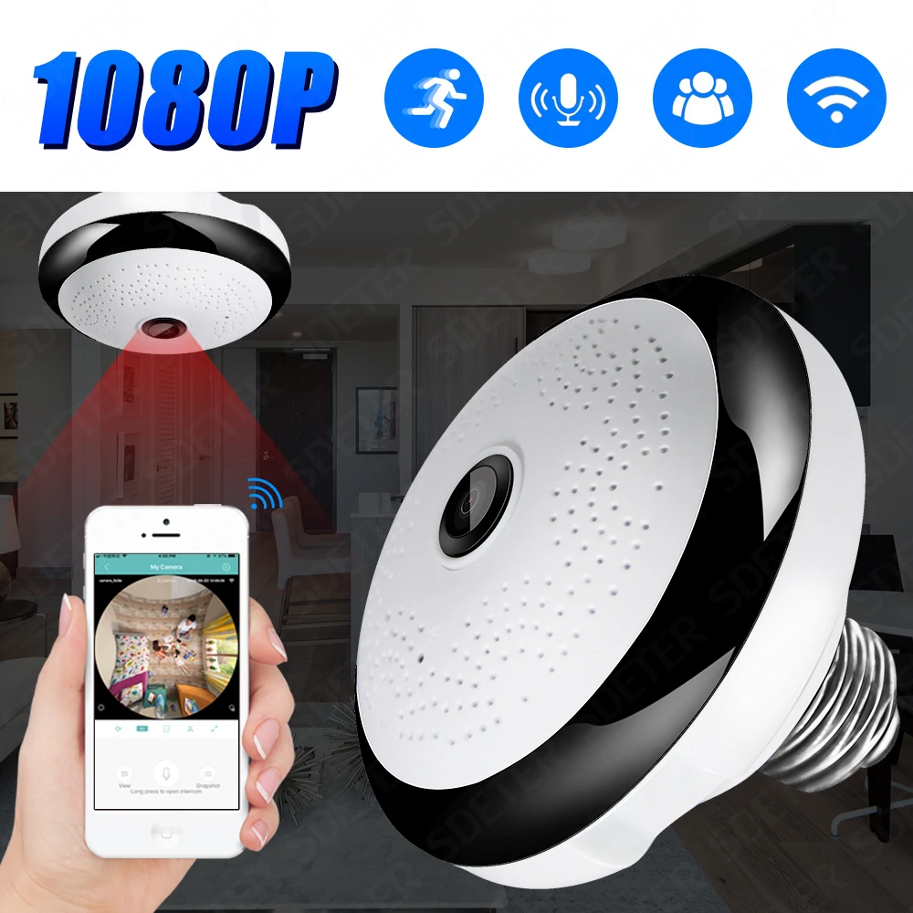 SDETER Bulb Lamp 1080P Wireless WIFI Camera IP CCTV Camera Panoramic FishEye Home Security Camera VR 360 Degree Night Vision SDETER Bulb Lamp 1080P Wireless WIFI Camera IP CCTV Camera Panoramic FishEye Home Security Camera VR 360 Degree Night Vision