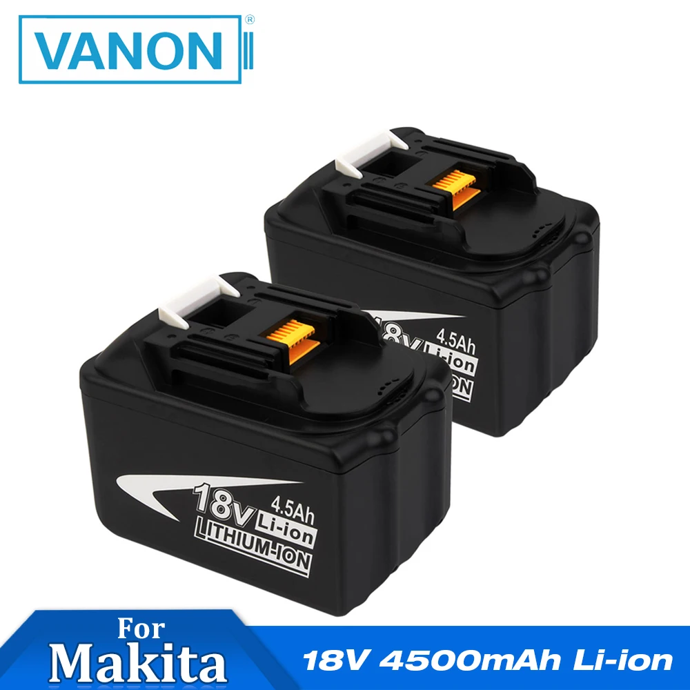 

VANON 2PCS 18V 4500mAh Li-ion 4.5Ah Replacement Power Tools Battery Rechargeable for MAKITA BL1845 Black 194309-1 194230-4