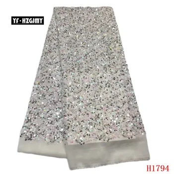 

YF HZGJMY High End Sequin Lace Fabric 2019 Nigeria African Wedding Dress Glitter Tulle Lace Bridal High Quality Mesh Lace A1794