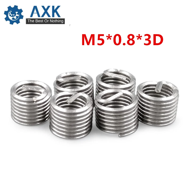 SN-T 6Pcs M5x0.8mm Stainless Steel Solid Insert Thread Repairing Metal Threads 