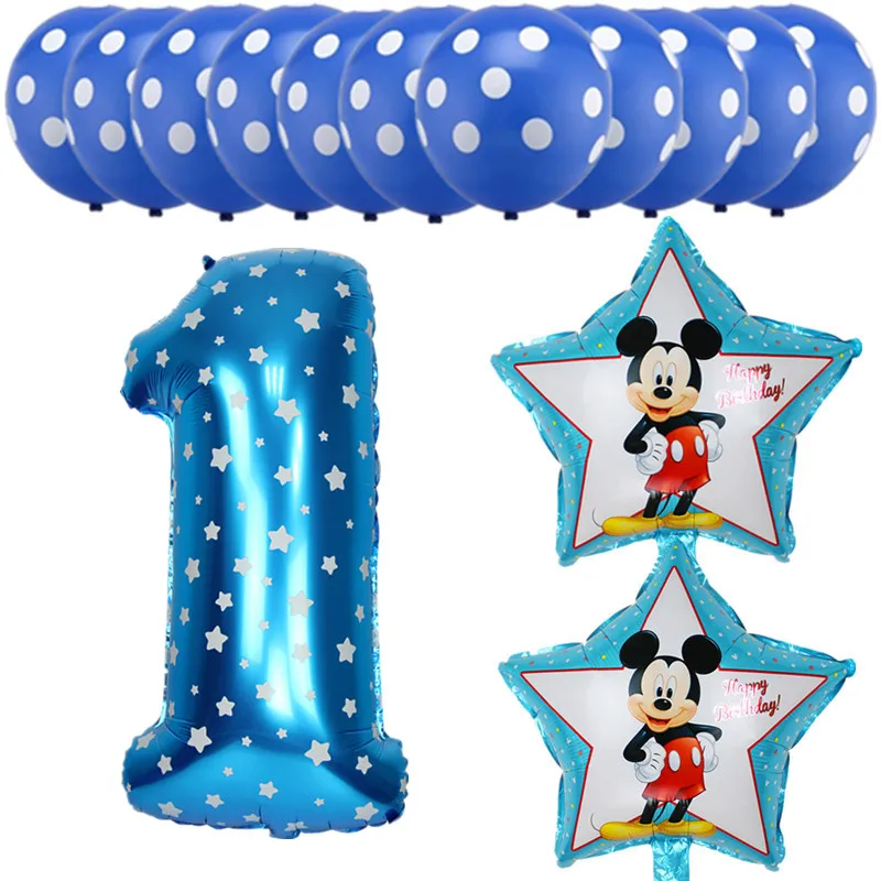 13 шт./лот, цифровые шары 1, 2, 3, 4, 5, 6, 7, 8, 9, фольгированные шары на день рождения для детей, украшение на день рождения, латексные воздушные шары в горошек для малышей - Цвет: blue 1