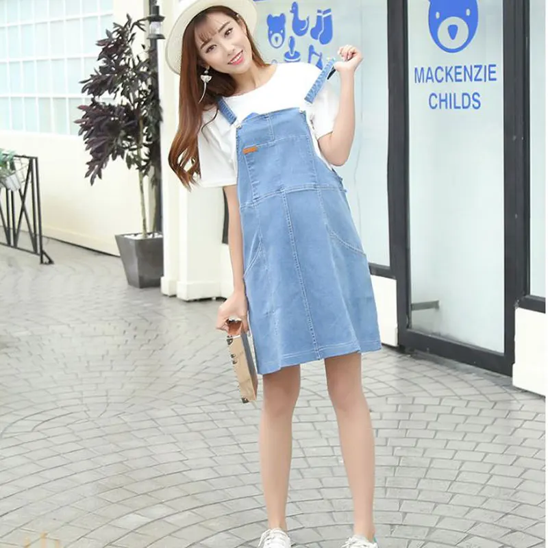 

New 2018 Summer Pregnant Women Fashion Casual Denim Suspender Pockets Jeans Dress Maternity Jeans Tank Dress Pregnancy Clothing