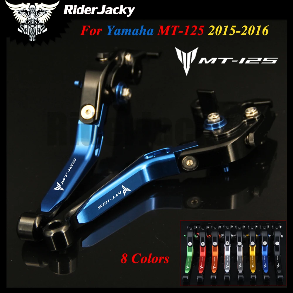 Logo Mt-125 Blu + Nero Cnc Moto Pieghevole Estensibile Leve Frizione Freno Per Yamaha Mt125 Mt-125 Mt 125 2015/2016 15 16