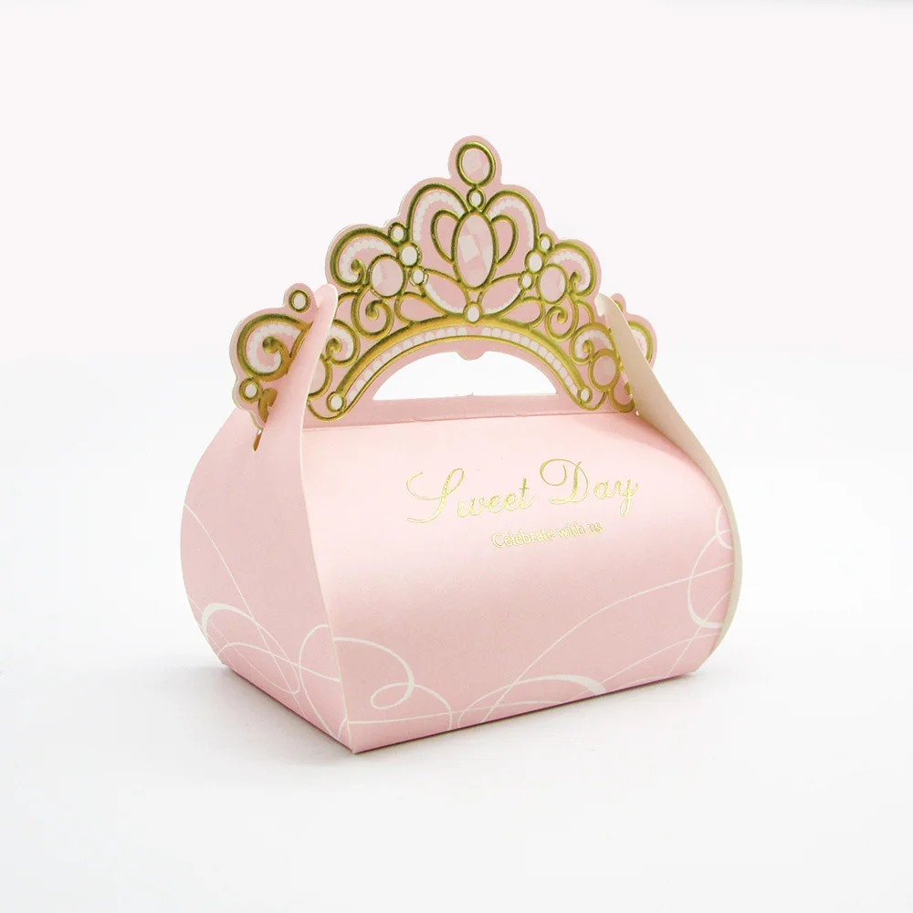 30 шт./лот, бронзовая Королевская корона, коробка для конфет, для свадьбы, дня рождения, вечеринок, Подарочная коробка, вечерние подарочные коробки без наполнителя - Цвет: pink x30pcs