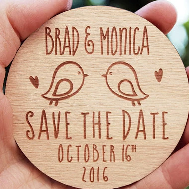  Wooden Save the Date Magnets Rustic Wooden Magnets Wedding Favors with Birds Fridge Magnet Wedding  - 32777463519