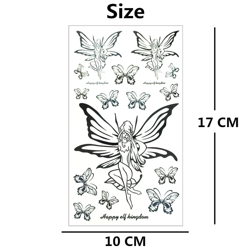 Nu-TATY бабочка эльф Фея временная татуировка боди арт рука Вспышка татуировки наклейки 17*10 см водонепроницаемый поддельные безболезненные татуировки