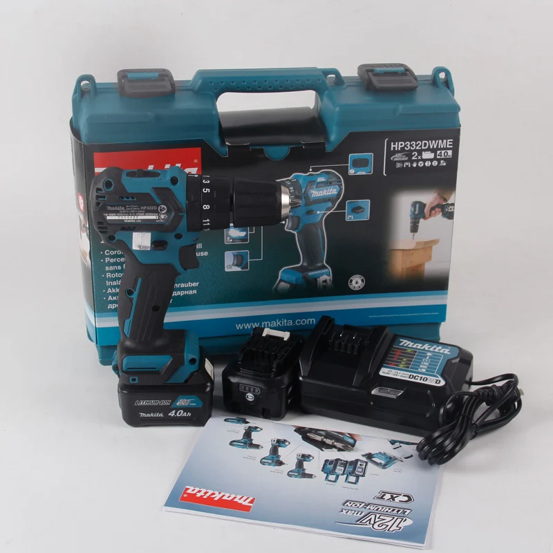 MAKITA Makita 12 В бесщеточный HP332 аккумуляторная электрическая дрель ударный шуруповерт многофункциональная дрель