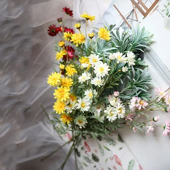 

Xuanxiaotong 5pcs 65cm Large Daisy Silk Artificial Flowers Bouquet for Home Decoration Wedding Decor Flowers Arrangement Art