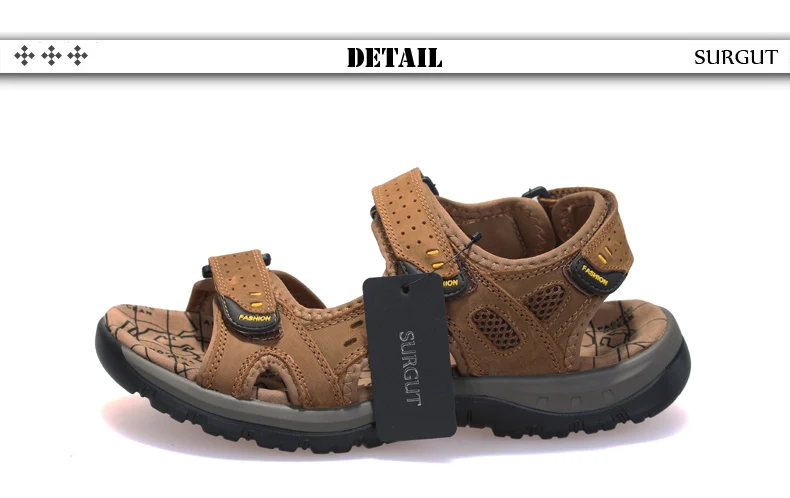 SURGUT Hot Sale New Fashion Summer Leisure Beach Men Shoes High Quality Leather Sandals The Big Yards Men's Sandals Size 38-48