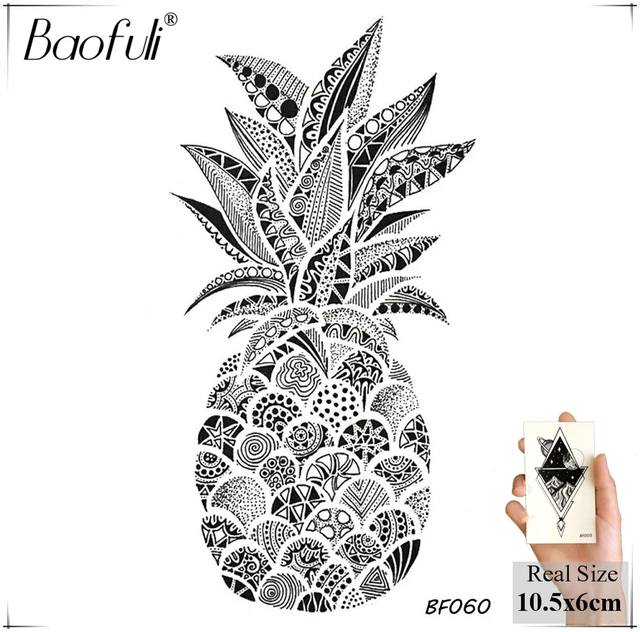 Black And White Pineapple Tattoo 