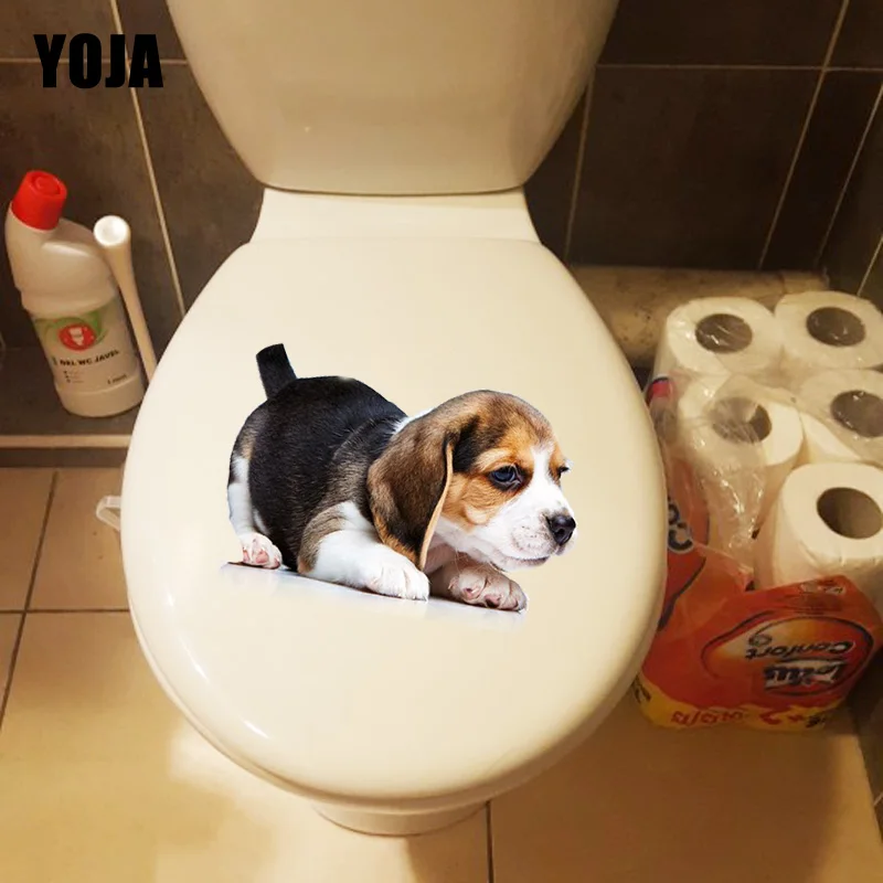 YOJA 22.3*15.8CM Dog With Broken Tail Funny Animal Toilet Wall Sticker Home Decor Decal T1-0320 | Дом и сад