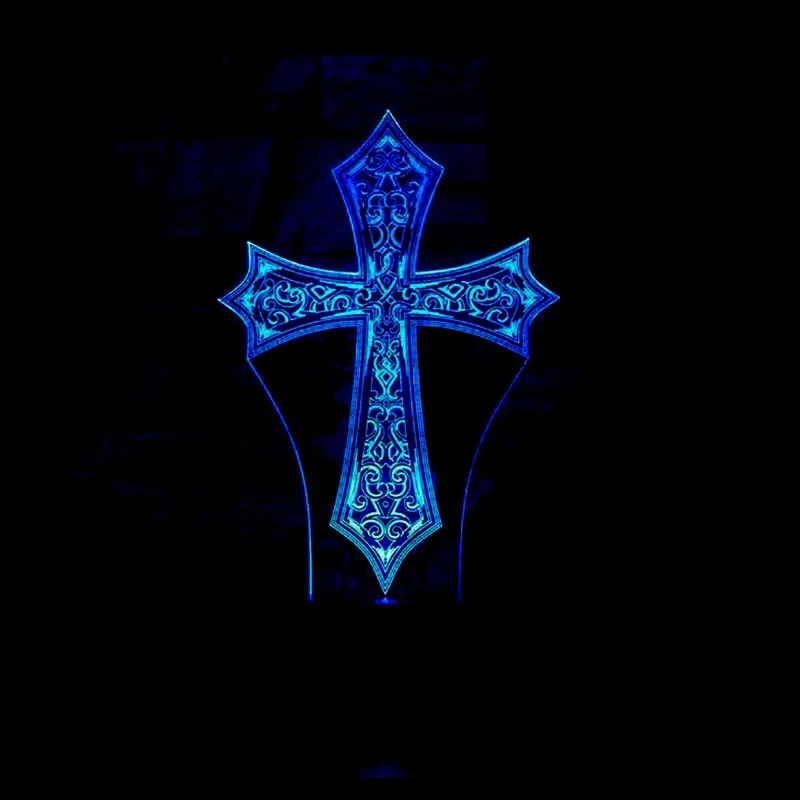 YIMIA Cross 7 Colors 3D LED Lamp Acrylic USB Touch Room Table Desk Creative Night Light Bedside Decoration | Освещение
